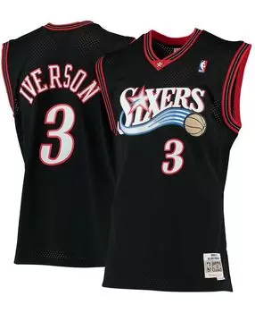 Мужская джерси allen iverson black philadelphia 76ers 2000-01 hardwood classics swingman Mitchell & Ness, черный
