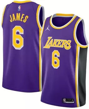 Мужская джерси lebron james purple los angeles lakers 2021/22 swingman player - заявление Jordan, фиолетовый