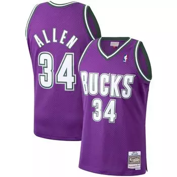 Мужская джерси Mitchell & Ness Ray Allen Purple Milwaukee Bucks Hardwood Classics 2000-01 Swingman Джерси