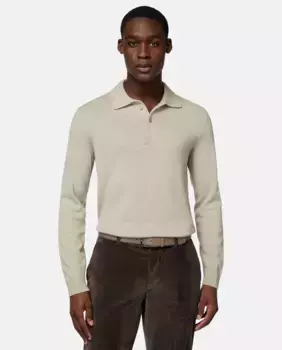 Мужская джерси с длинными рукавами песочного цвета Boggi Milano, кремовый