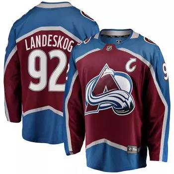 Мужская джерси с логотипом Gabriel Landeskog бордового цвета Colorado Avalanche Breakaway Player Fanatics