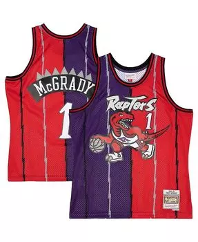 Мужская джерси Tracy McGrady Purple, Red Toronto Raptors Hardwood Classics 1998-99 Split Swingman Mitchell & Ness, фиолетовый