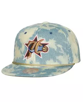 Мужская джинсовая кепка Philadelphia 76ers Acid Wash Snapback Mitchell & Ness
