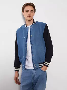 Мужская джинсовая куртка-бомбер стандартного кроя с воротником-бомбером LCW Casual