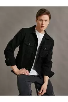 Мужская джинсовая куртка черная Koton, черный