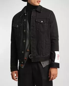 Мужская джинсовая куртка дальнобойщика стандартного размера Golden Goose, цвет Black