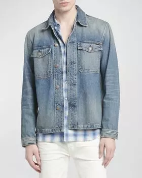 Мужская джинсовая куртка-рубашка TOM FORD, цвет Vintage Blue