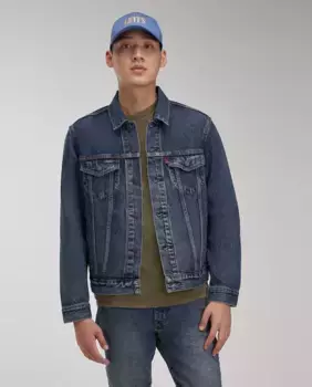 Мужская джинсовая куртка синего цвета, темная стирка Levi's, темно-синий