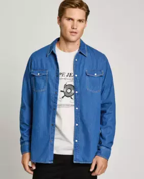 Мужская джинсовая рубашка обычного кроя Pepe Jeans, синий
