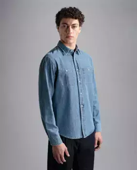 Мужская джинсовая рубашка с карманами Paul & Shark, синий