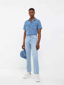 Мужская джинсовая рубашка с коротким рукавом стандартной посадки LCW Jeans