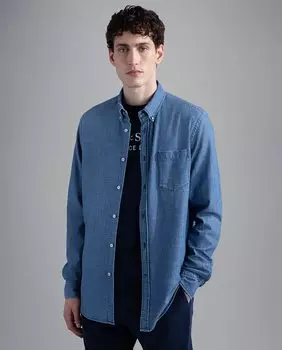 Мужская джинсовая рубашка с нагрудным карманом Paul & Shark, синий