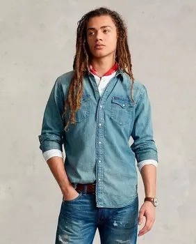 Мужская джинсовая рубашка стандартного кроя Polo Ralph Lauren, синий