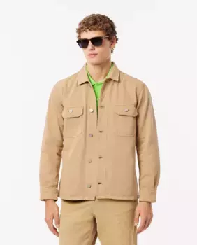 Мужская джинсовая рубашка свободного кроя коричневого цвета Lacoste, бежевый