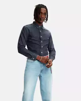 Мужская джинсовая рубашка узкого кроя с длинными рукавами Levi's, темно-синий