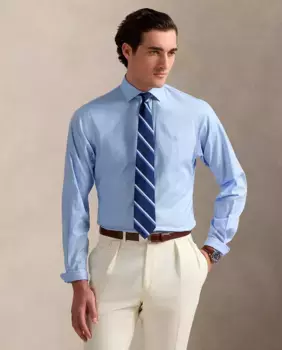 Мужская фактурная рубашка, легко гладится, стандартный крой Polo Ralph Lauren, голубой