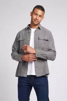 Мужская фактурная рубашка с рисунком «елочка» U.S. Polo Assn, серый