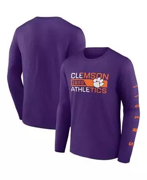 Мужская фиолетовая футболка с длинным рукавом clemson tigers broad jump 2-hit Fanatics, фиолетовый