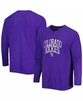 Мужская фиолетовая футболка с длинным рукавом Colorado Rockies Inertia Raglan Henley Concepts Sport, фиолетовый