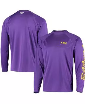 Мужская фиолетовая футболка с длинным рукавом lsu tigers terminal tackle omni-shade Columbia, фиолетовый