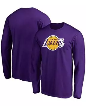 Мужская фиолетовая футболка с длинным рукавом с логотипом los angeles lakers team primary Fanatics, фиолетовый