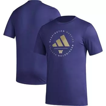 Мужская фиолетовая футболка в полоску перед игрой Washington Huskies adidas