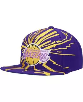 Мужская фиолетовая кепка Los Angeles Lakers из твердой древесины Classics Earthquake Snapback Mitchell & Ness