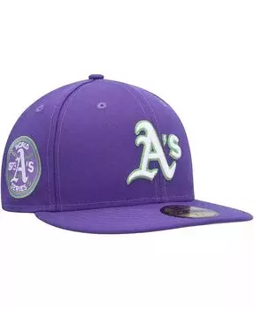 Мужская фиолетовая кепка Oakland Athletics Lime с боковой нашивкой 59FIFTY New Era, фиолетовый