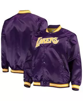 Мужская фиолетовая куртка los angeles lakers big and tall hardwood classics raglan satin full-snap Mitchell & Ness, фиолетовый