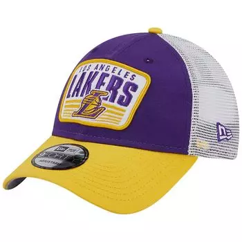 Мужская фиолетовая мужская кепка New Era Los Angeles Lakers с двухцветной нашивкой 9FORTY Trucker Snapback