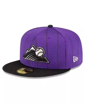 Мужская фиолетовая облегающая кепка Colorado Rockies 2024 59FIFTY New Era, черный