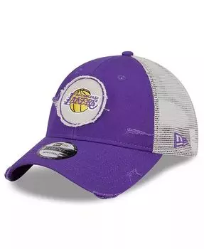 Мужская фиолетовая потертая регулируемая кепка Los Angeles Lakers Rally Drive с нашивкой 9TWENTY Trucker New Era, фиолетовый