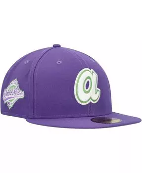 Мужская фиолетовая приталенная шляпа Atlanta Braves Lime 59FIFTY New Era, фиолетовый