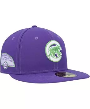 Мужская фиолетовая приталенная шляпа Chicago Cubs Lime Side Patch 59FIFTY New Era