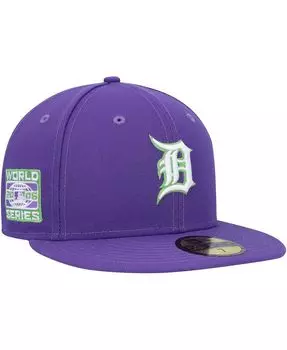 Мужская фиолетовая приталенная шляпа Detroit Tigers Lime 59FIFTY New Era
