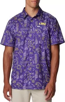 Мужская фиолетовая супер свободная рубашка на пуговицах Columbia LSU Tigers