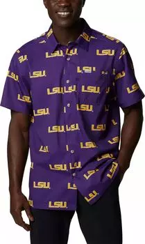Мужская фиолетовая супер свободная рубашка на пуговицах Columbia LSU Tigers