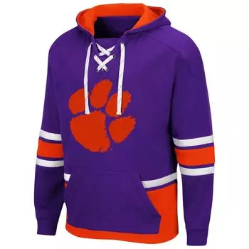 Мужская фиолетовая толстовка с капюшоном Colosseum Clemson Tigers на шнуровке 3.0