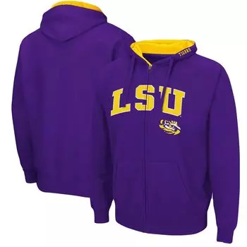 Мужская фиолетовая толстовка с молнией во всю длину LSU Tigers Arch & Logo 3.0 Colosseum