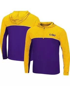 Мужская фиолетовая ветровка с капюшоном lsu tigers flick с молнией на четверть и пурпурным меланжевым оттенком золотистого цвета Colosseum, мульти
