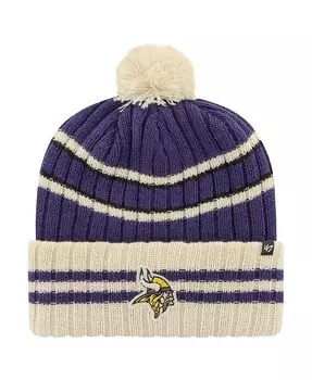 Мужская фиолетово-кремовая вязаная шапка Minnesota Vikings No Huddle с манжетами и помпоном '47 Brand, фиолетовый