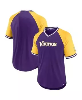 Мужская фиолетово-золотая фирменная футболка minnesota vikings second wind с v-образным вырезом реглан Fanatics, мульти