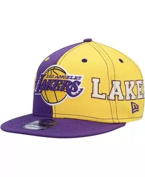 Мужская фиолетово-золотая кепка Los Angeles Lakers Team Split 9FIFTY Snapback New Era, фиолетовый