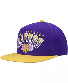 Мужская фиолетово-золотая кепка Snapback Los Angeles Lakers из твердой древесины с надписью с градиентом Mitchell & Ness