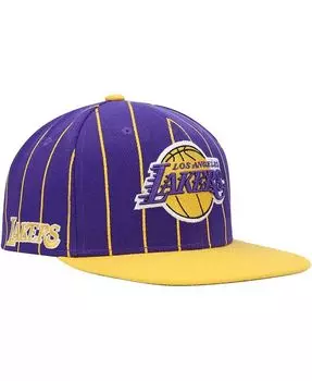 Мужская фиолетово-золотая кепка Snapback Los Angeles Lakers из твердой древесины Classics в тонкую полоску Mitchell & Ness, фиолетовый