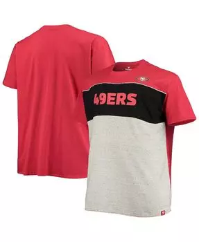 Мужская фирменная алая, меланжевая серая футболка san francisco 49ers big and tall color block Fanatics, мульти