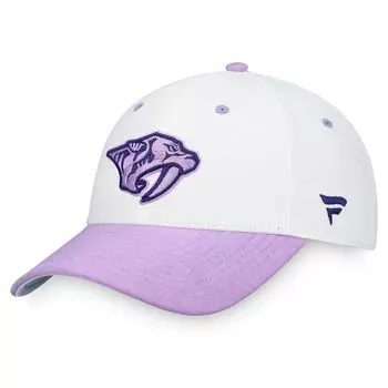Мужская фирменная белая/фиолетовая кепка Fanatics Nashville Predators Authentic Pro Hockey Fights Cancer Snapback Hat