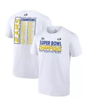 Мужская фирменная белая футболка los angeles rams super bowl lvi champions stacked roster Fanatics, белый