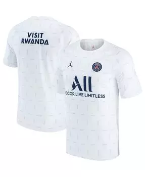 Мужская фирменная белая предматчевая футболка paris saint-germain 2021/2022 pre-match performance Jordan, белый