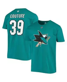 Мужская фирменная бирюзовая футболка logan couture san jose sharks с именем и номером игрока Fanatics, бирюзовый
